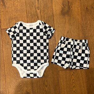 Checkered Baby Onesie and Shorts Set